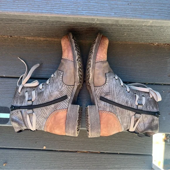RIEKER BROWN TAN COMBAT BOOTS SIZE 39 NEW - Picture 6 of 11